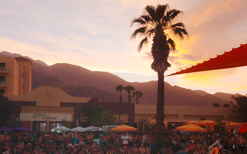Splash House stage and poolside crowd at Renaissance Palm Springs.